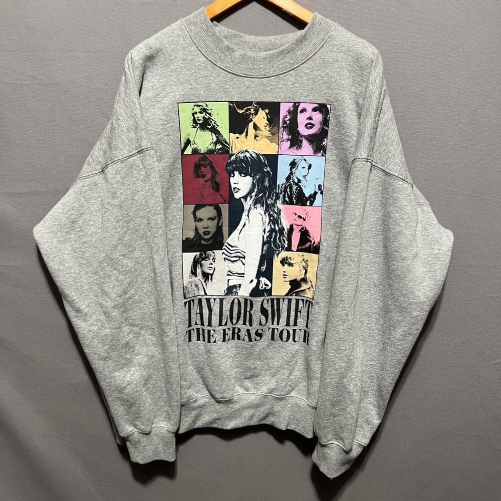 Taylor Swift The Eras Tour Gray Crewneck Sweatshirt XL Graphic Concert Merch